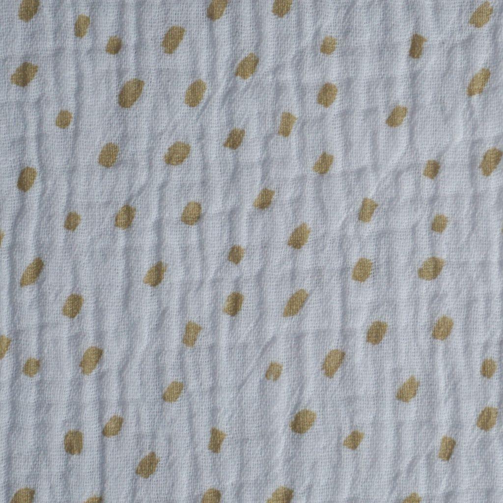 Musselin Double Gauze beige Tupfen auf weiß